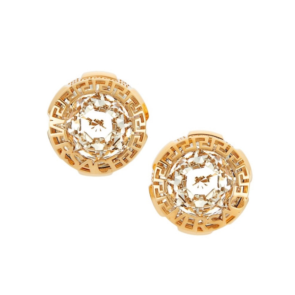 Versace Goldtone & Crystal Stud Earrings